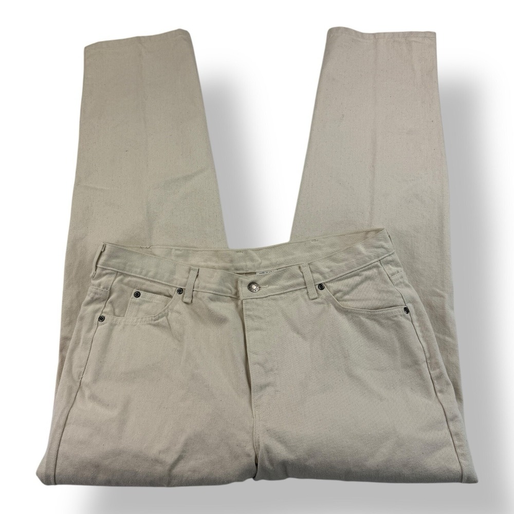Calvin Klein VTG‎ DS Jeans Washed 5 Pocket Cotton Jeans 38x32 Cream Made NWT